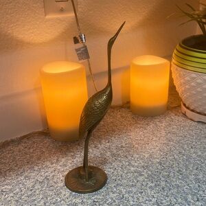 Elegant Bronze Crane Statue - Home Accent